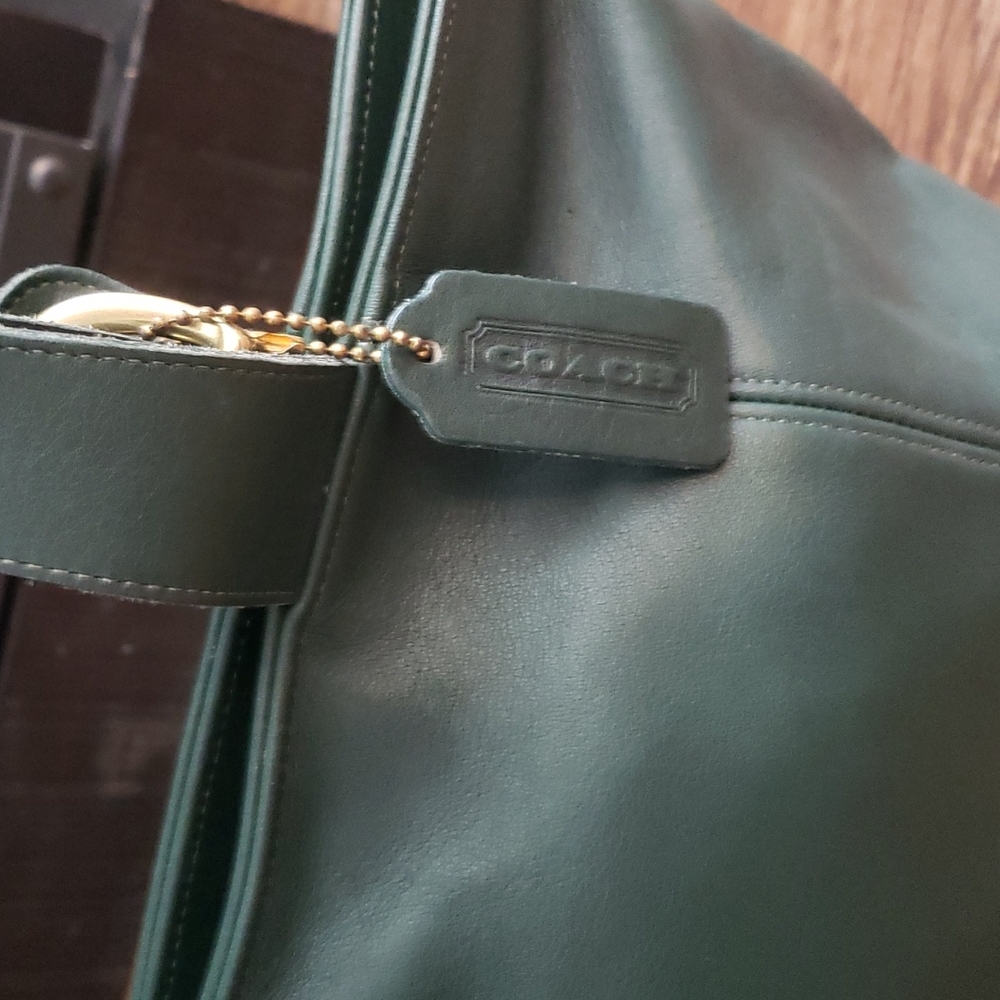 Vintage Leather Emerald Green Coach Bag Gem